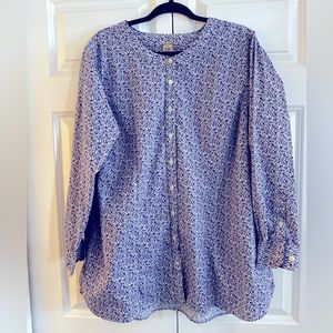 Duluth Trading Company Woman’s plus size purple/lavendar floral blouse 1X